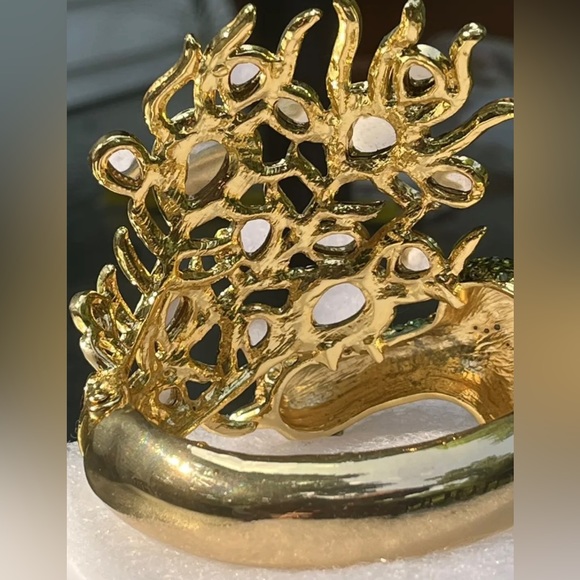 Off Park Collection Large yellow, gold and green peacock cuff bracelet - Picture 2 of 6